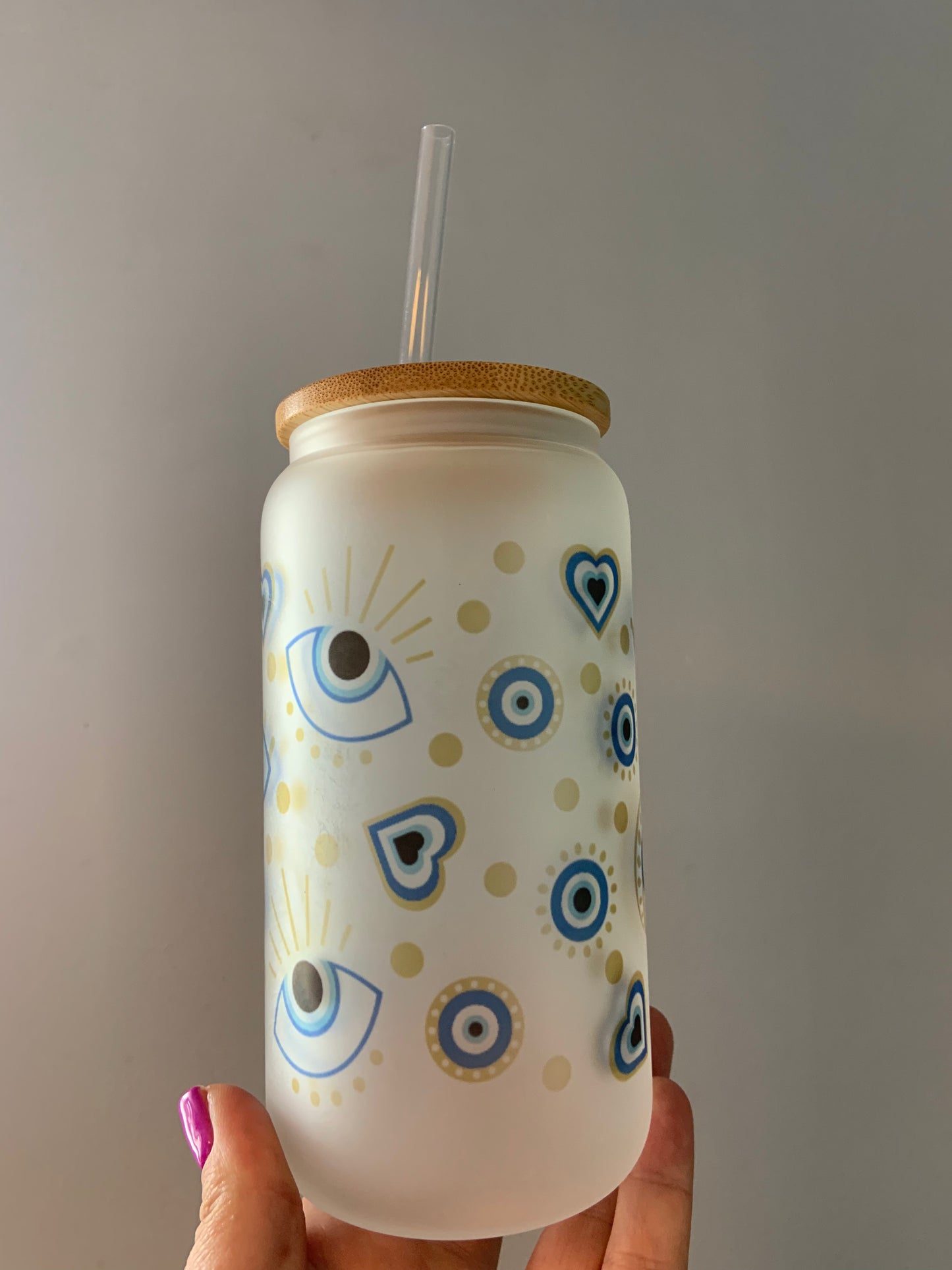 Evil Eye Glass Cup 16oz