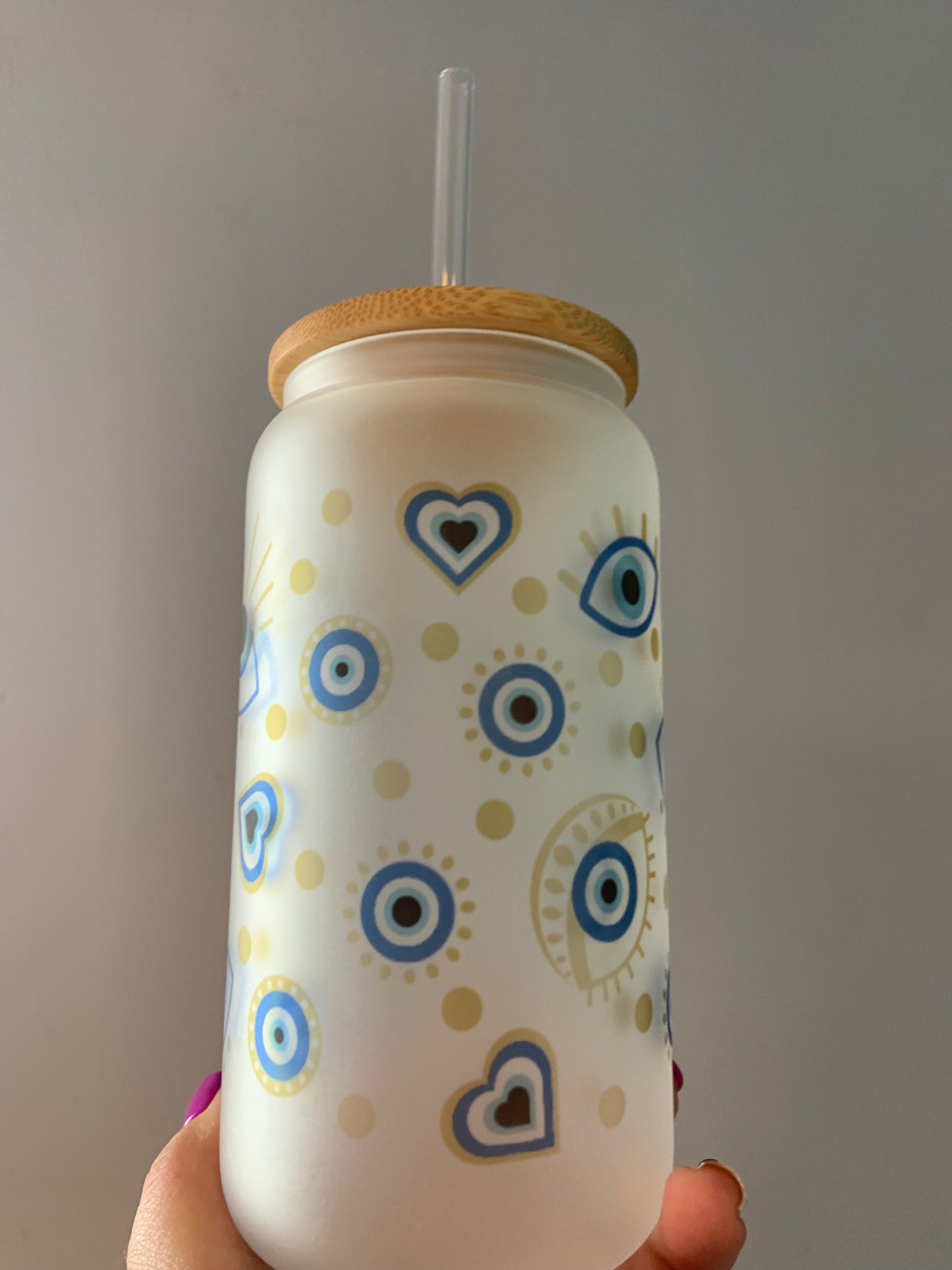 Evil Eye Glass Cup 16oz