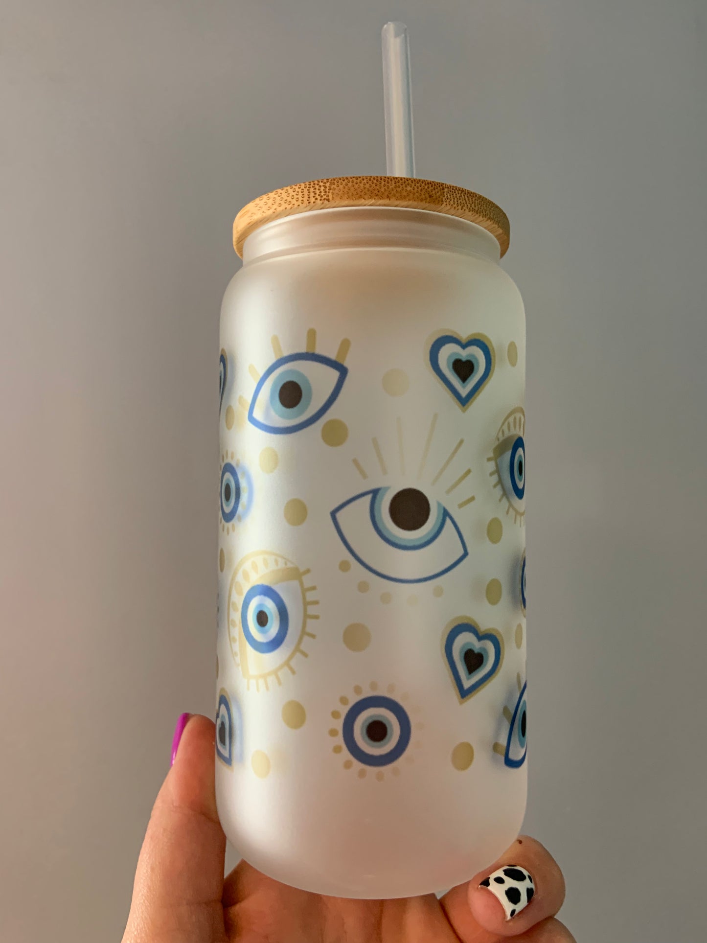 Evil Eye Glass Cup 16oz