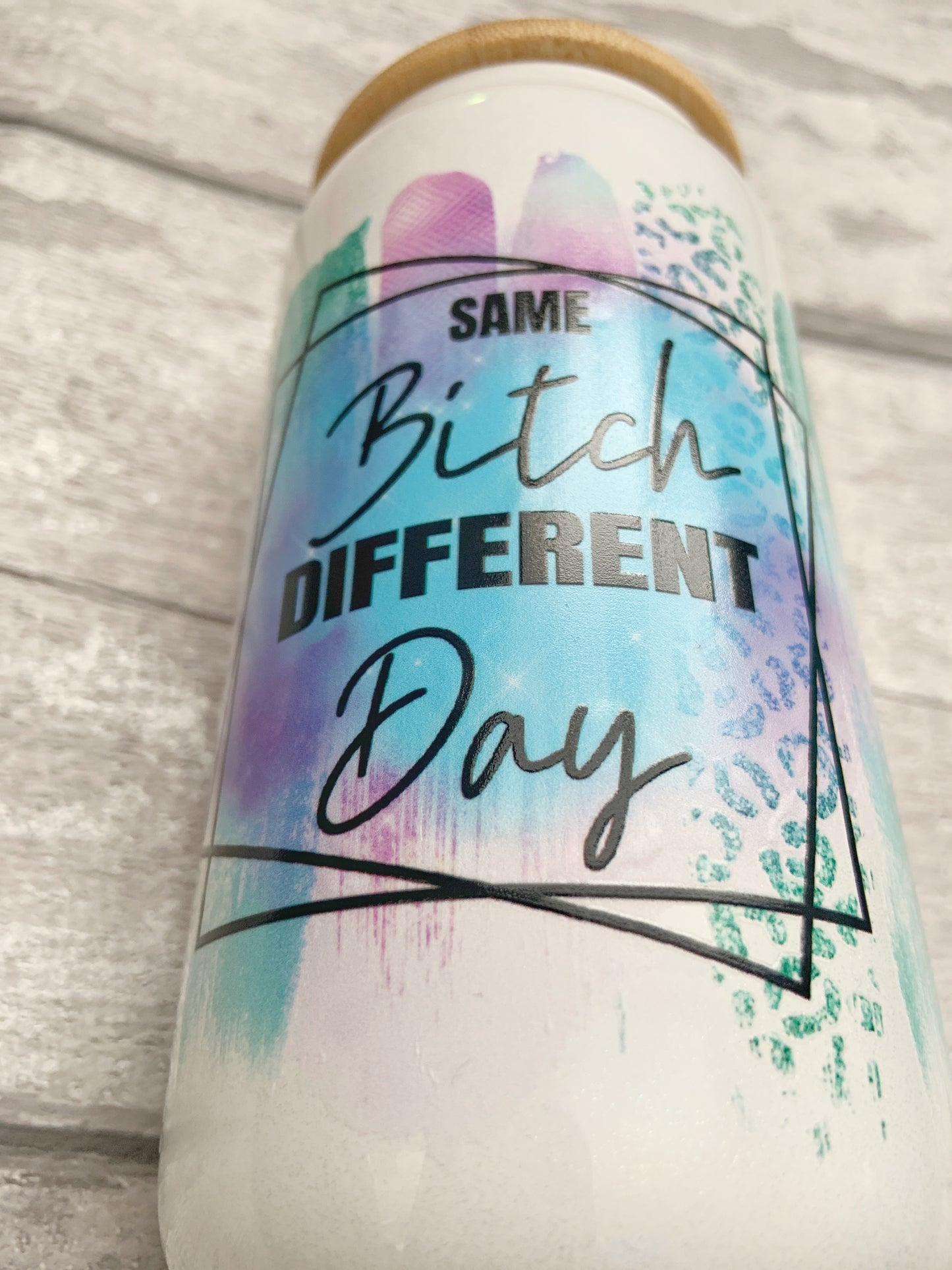 Resting B***h Face Pink Ombre Shimmer Personalised Glass Cup 16oz