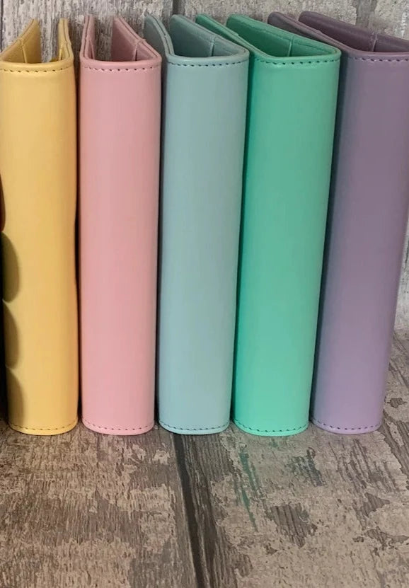 Personalised Budget Binder with Cash Wallets- Pastel Pink, Pastel Blue, Lilac, Yellow & White