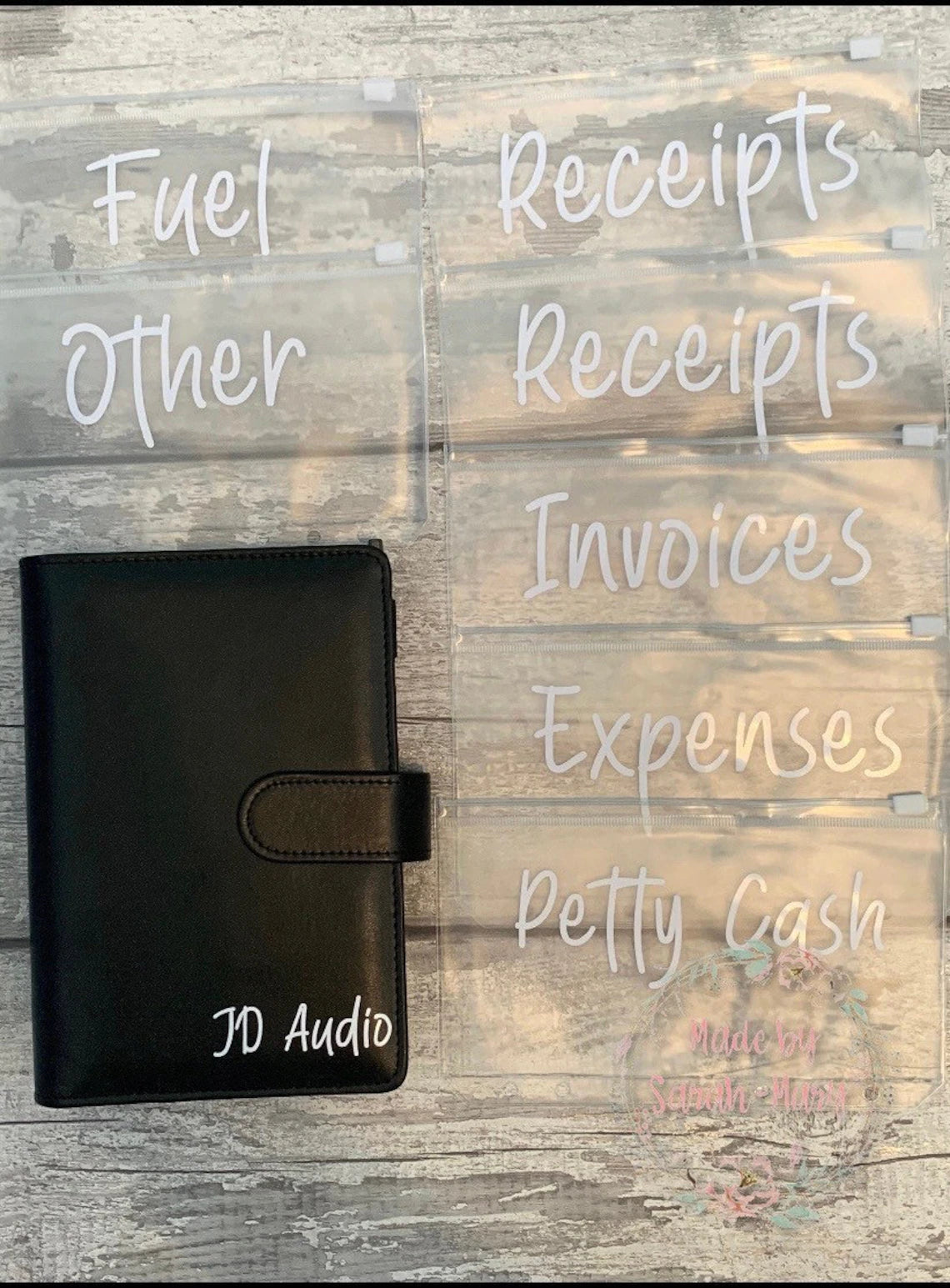Personalised Budget Binder with Cash Wallets- Black, Brown, Hot Pink, Lime Green & Grass Green