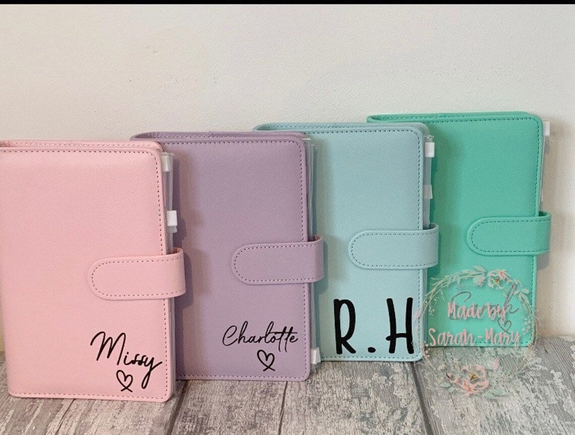 Personalised Budget Binder with Cash Wallets- Pastel Pink, Pastel Blue, Lilac, Yellow & White