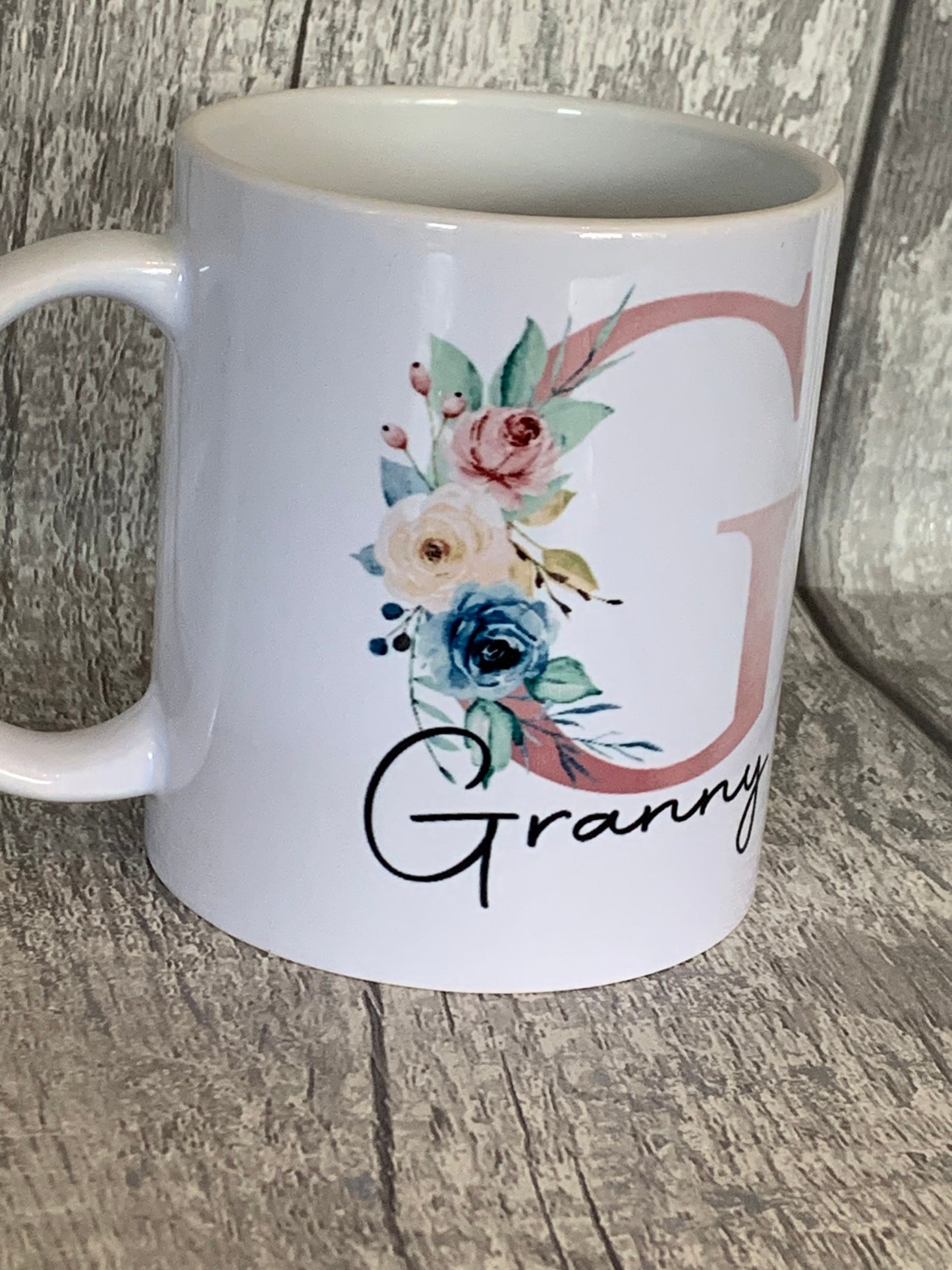 Personalised Floral Design Initial Mug 110z