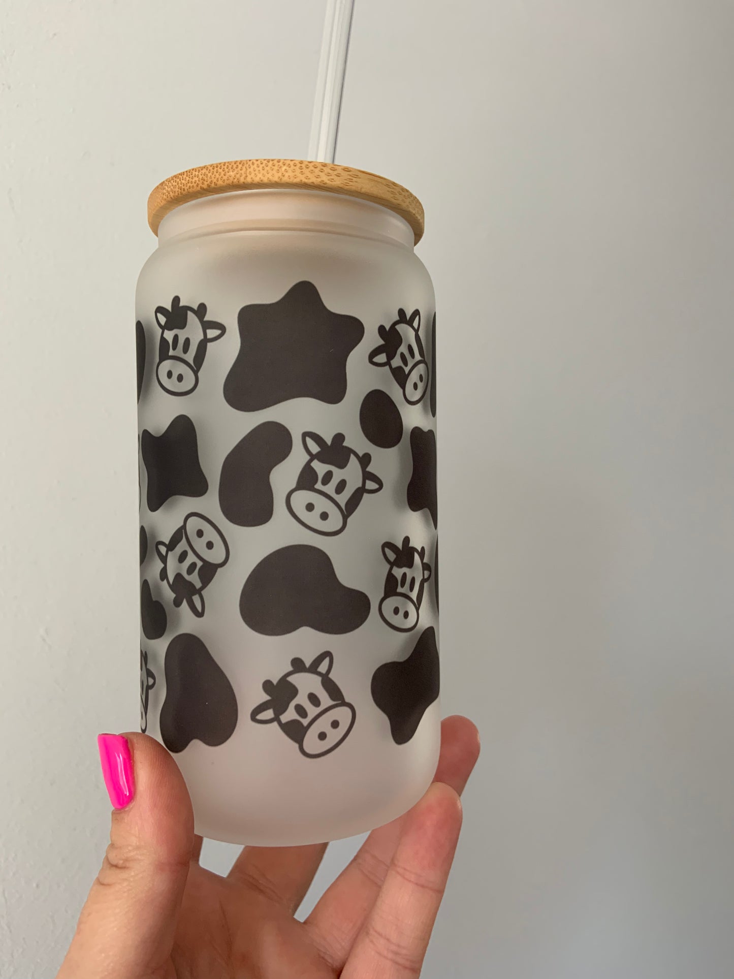 Cow Print Glass Cup 16oz