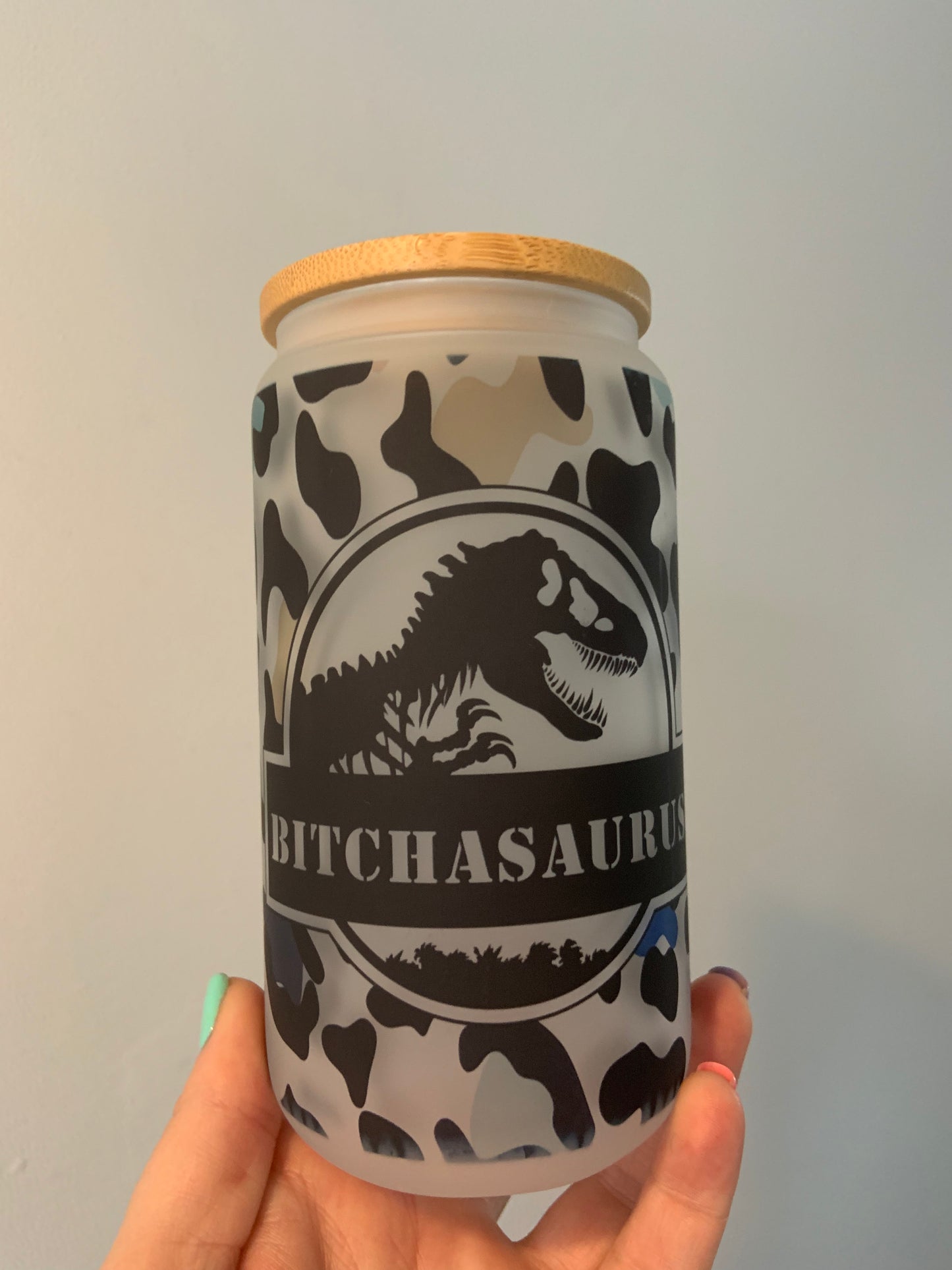 B*tchasaurus Glass Cup 16oz