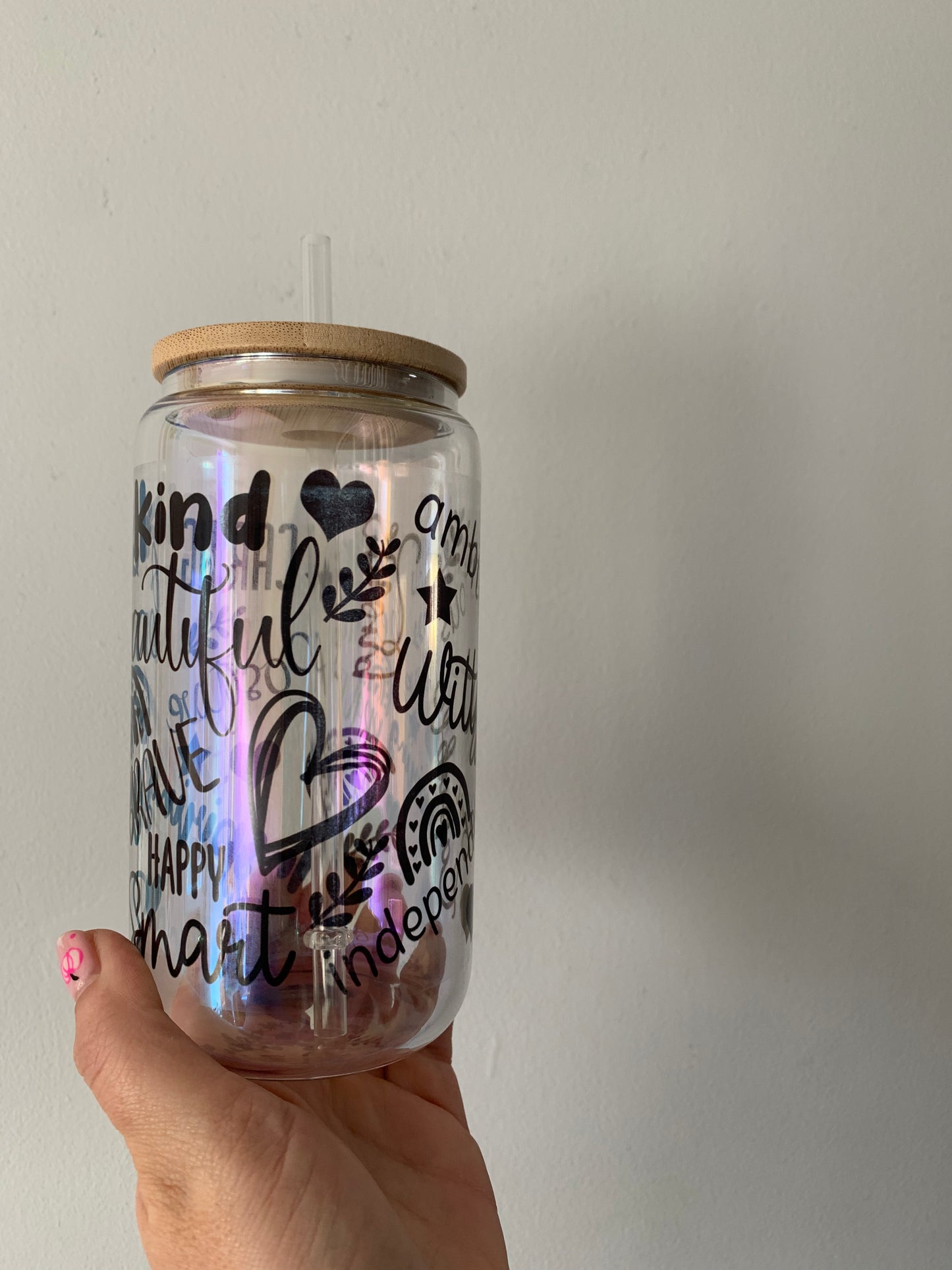 Positive Affirmations Glass Cup 16oz