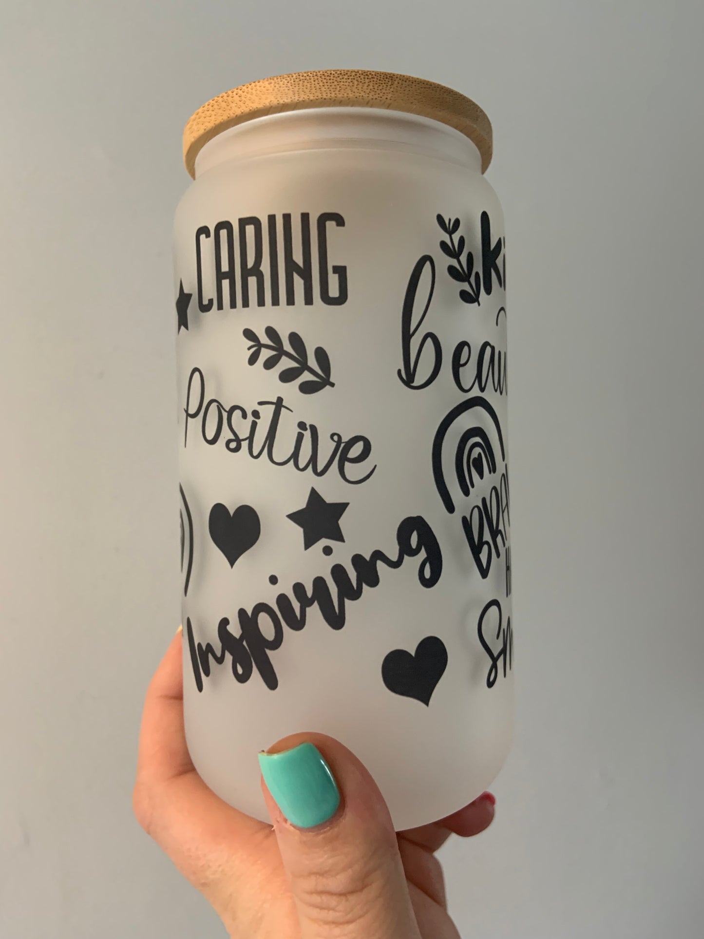 Positive Affirmations Glass Cup 16oz