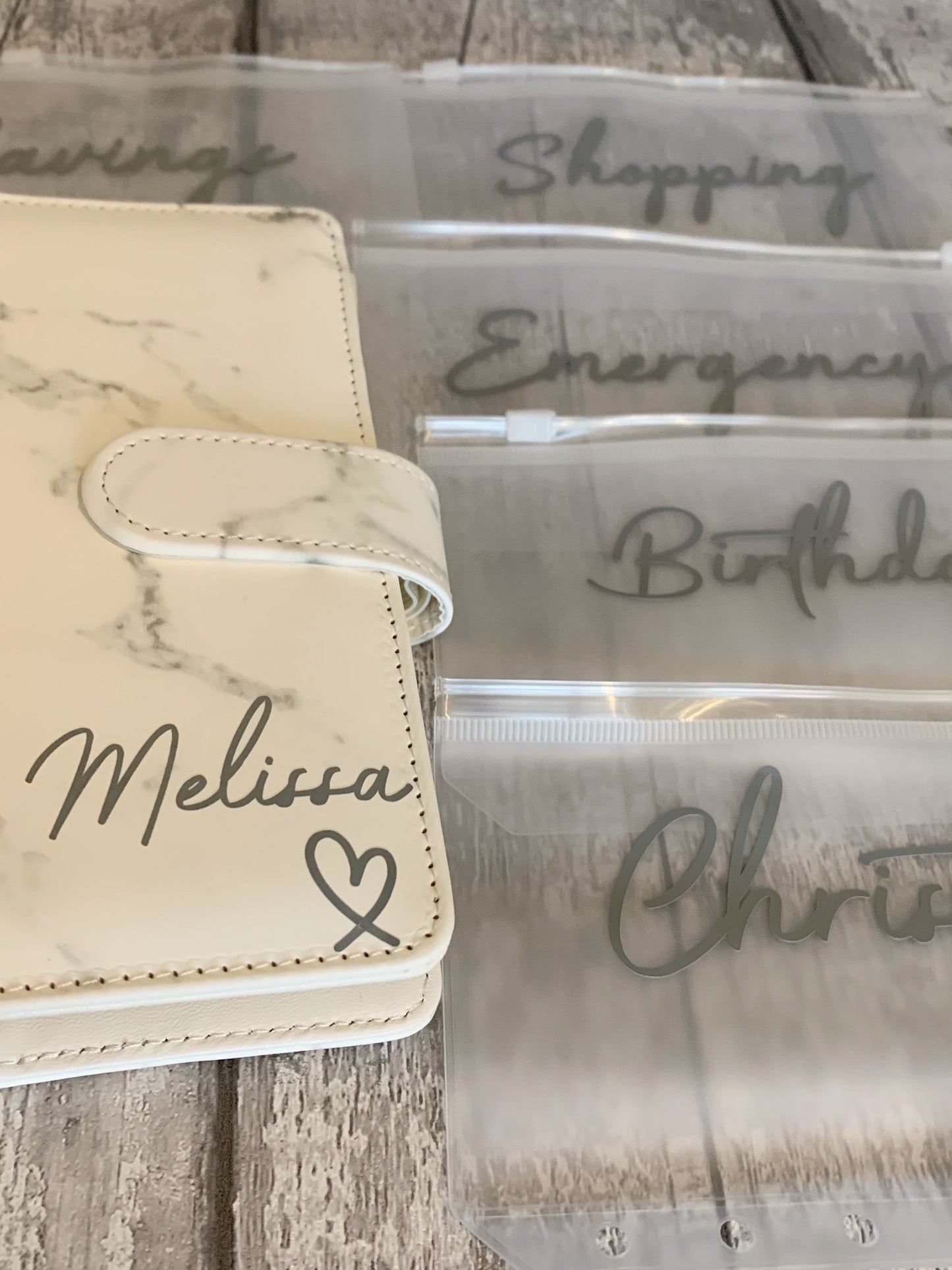 Personalised Marble Budget Binder with 5 Cash Wallets