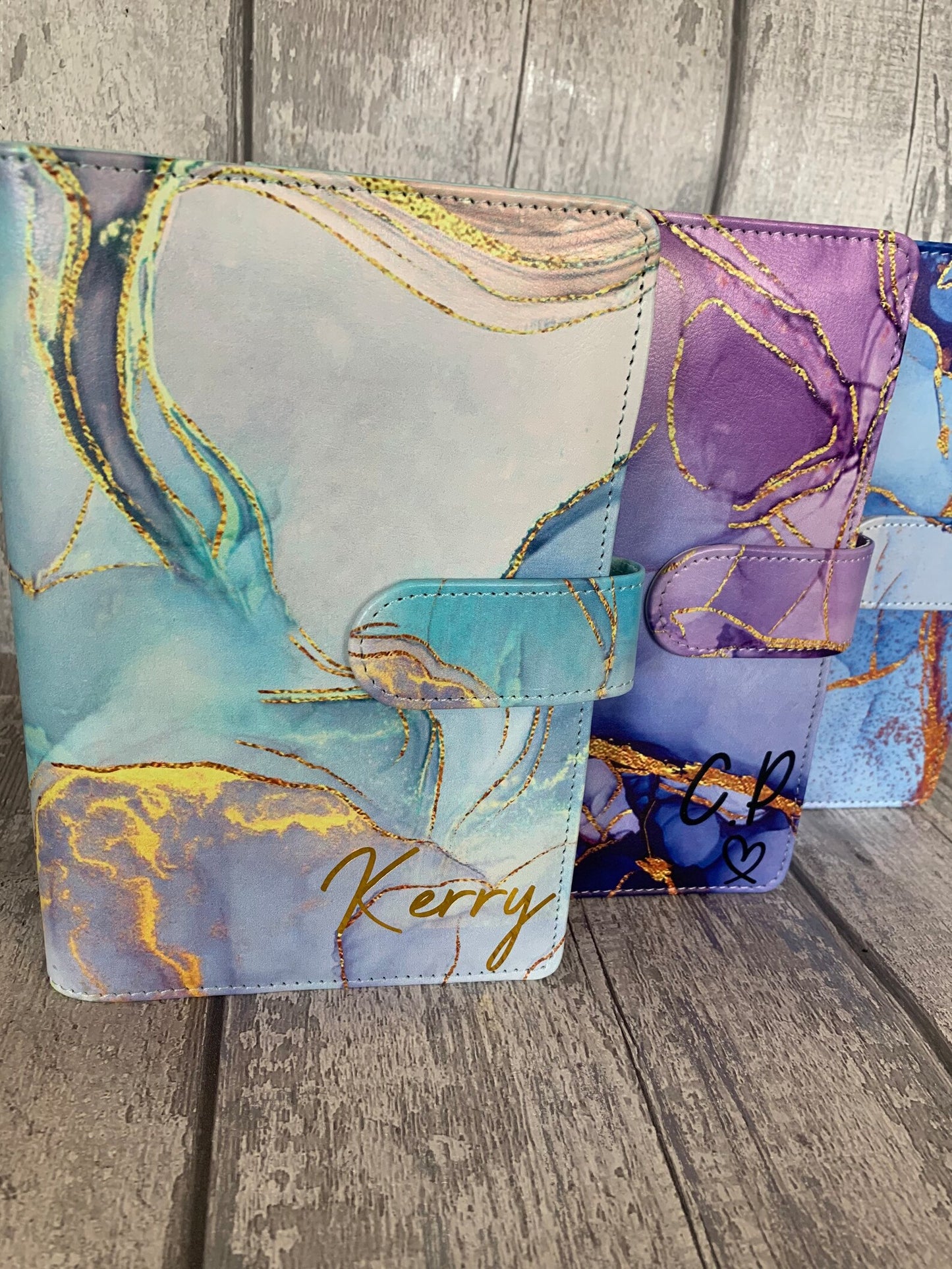 Personalised Bright Marble Budget Binder with 5 Cash Wallets