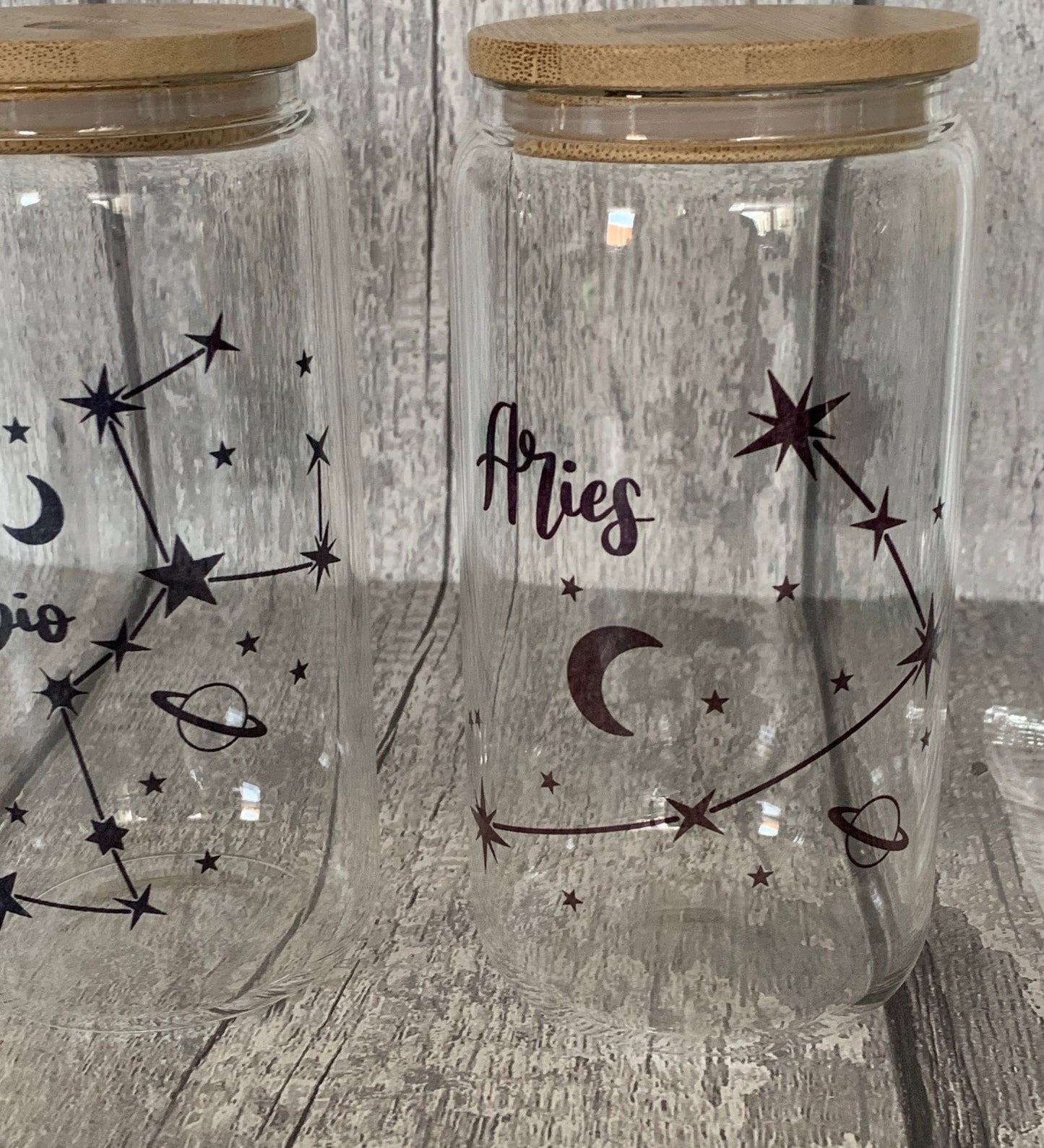 Star Sign/Zodiac Glass Cup with Lid & Straw 16oz