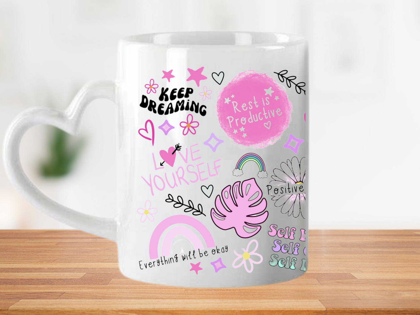 Heart Handle Positivity Mug