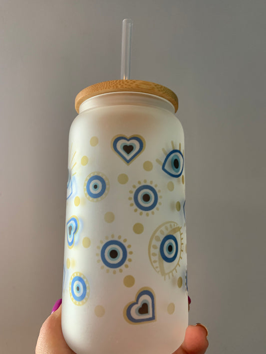 Evil Eye Glass Cup 16oz