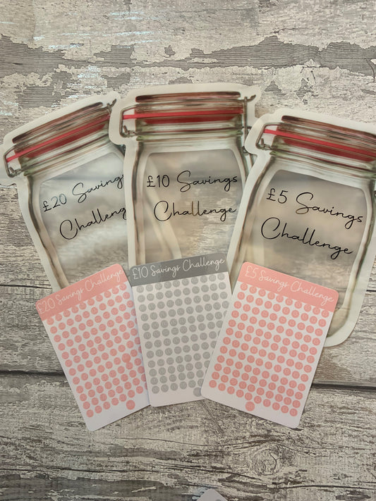 Fold Flat Savings Jar/Savings Challenge/Money Challenge/20 Challenge/10 Challenge/5 Challenge/Note Challenge
