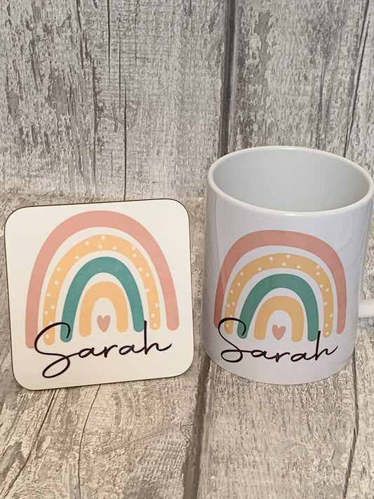 Personalised Rainbow Design Name Mug 110z