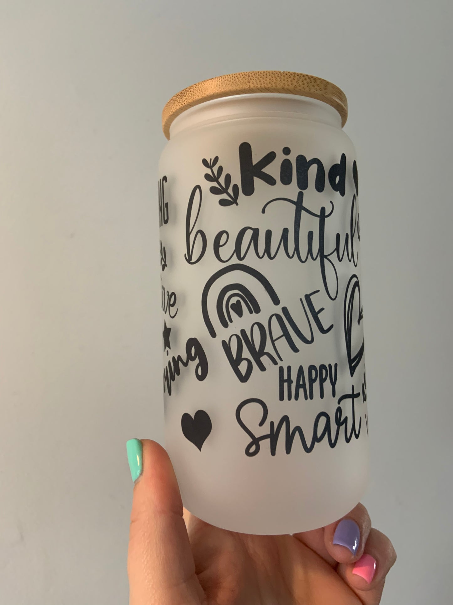 Positive Affirmations Glass Cup 16oz