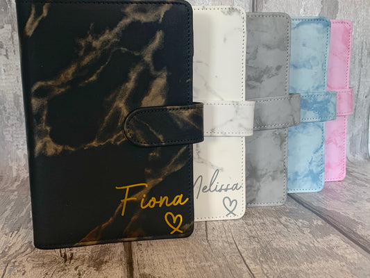 Personalised Marble Budget Binder with 5 Cash Wallets