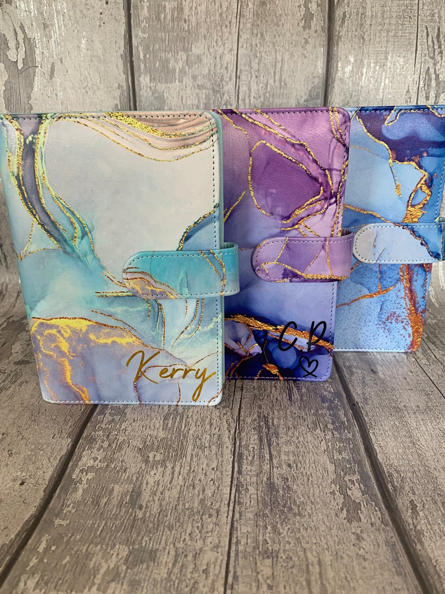 Personalised Bright Marble Budget Binder with 5 Cash Wallets